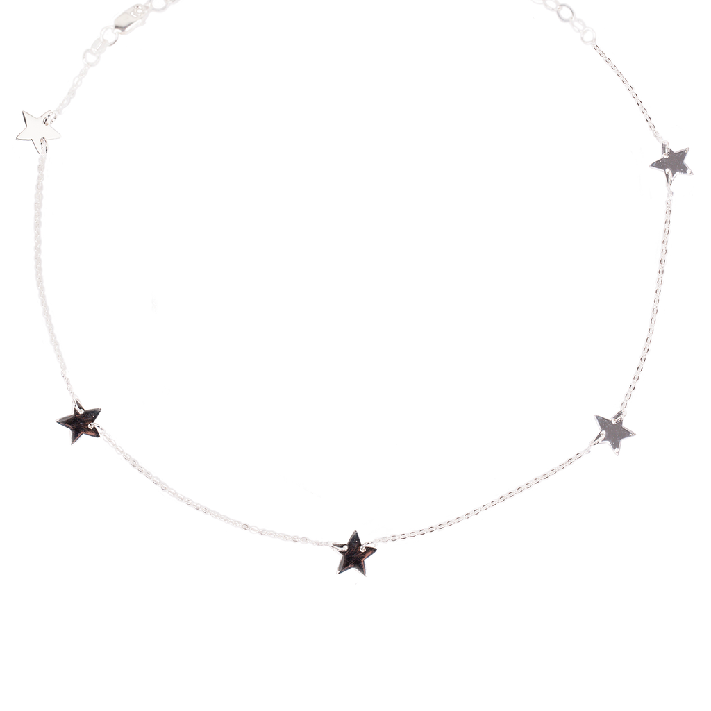 Collar 5 Mini Estrellas Plata