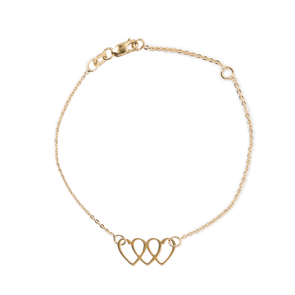 Pulsera Corazones Entrelazados Dorado